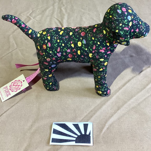 PINK Victoria's Secret Floral "PEACE" Dog Plush - Picture 4 of 7